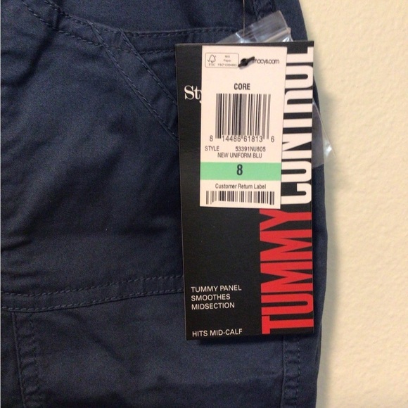 Macy’s Style and co. NWT 8 blue Capri tummy control  Capri pants - Picture 8 of 9